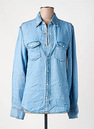 Chemisier coupe cintrée manches longues bleu ORFEO femme