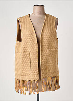 Gilet sans manche maille fine marron RUE MAZARINE femme