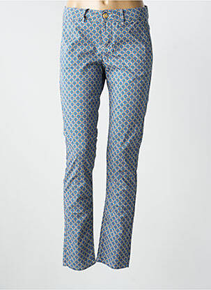 Pantalon chino tissage popeline taille normale bleu HAPPY femme