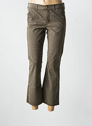 Pantalon chino tissage popeline taille normale vert HAPPY femme