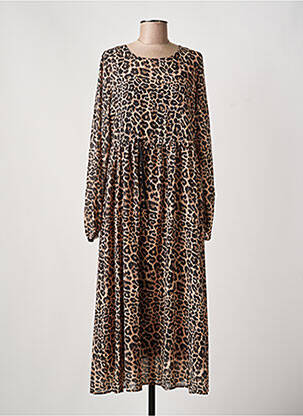 Robe longue doublure manches longues marron LAURE + MAX femme