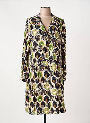 Robe mi-longue imprimé fantaisie manches longues vert PAKO LITTO femme