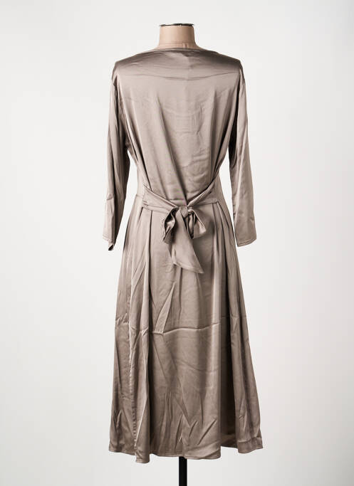 Robe mi-longue manches 3/4 manches 3/4 marron PAKO LITTO femme