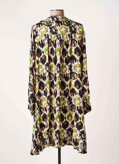 Robe mi-longue imprimé fantaisie manches longues vert PAKO LITTO femme