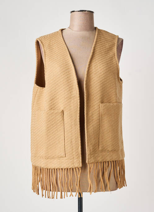 Gilet sans manche maille fine marron RUE MAZARINE femme