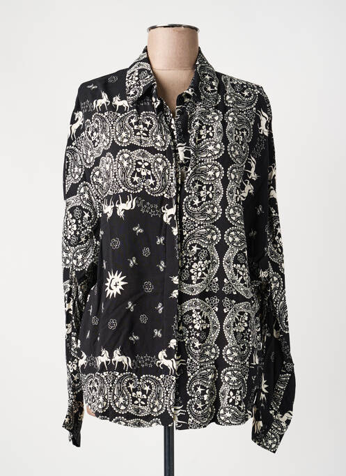 Chemisier imprimé fantaisie manches longues noir LAURE + MAX femme
