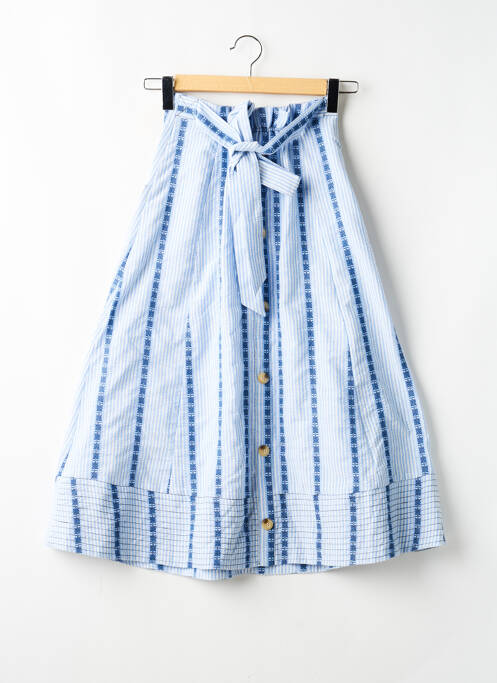 Jupe longue coupe droite bleu ORFEO femme