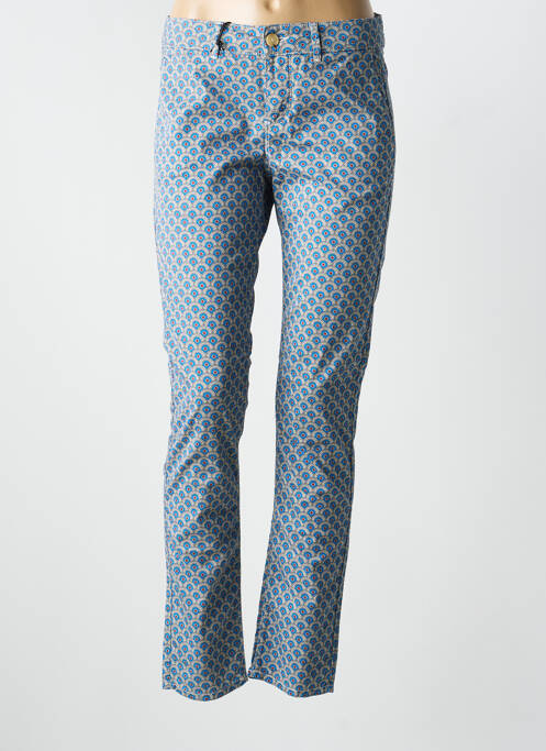 Pantalon chino tissage popeline taille normale bleu HAPPY femme