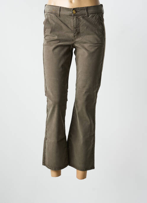 Pantalon chino tissage popeline taille normale vert HAPPY femme