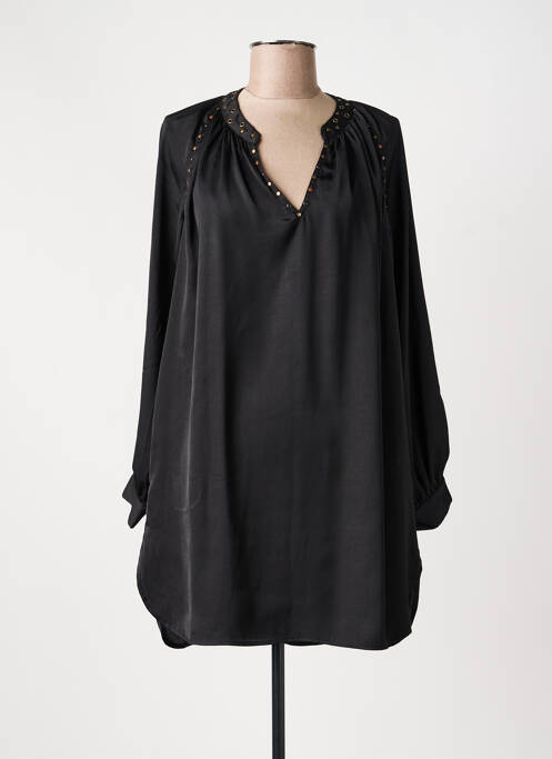 Robe courte manches longues manches longues noir SEE U SOON femme