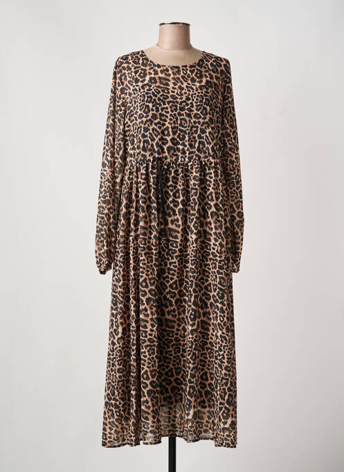 Robe longue doublure manches longues marron LAURE + MAX femme