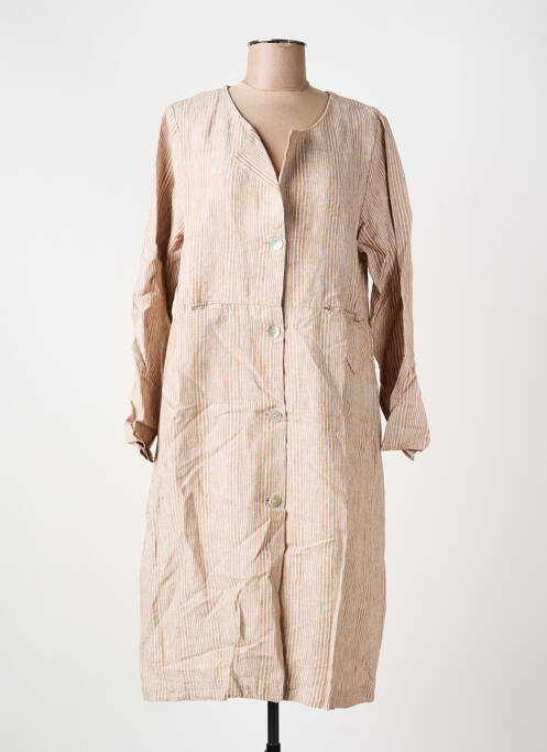 Robe mi-longue manches longues manches longues beige KOKOMARINA femme