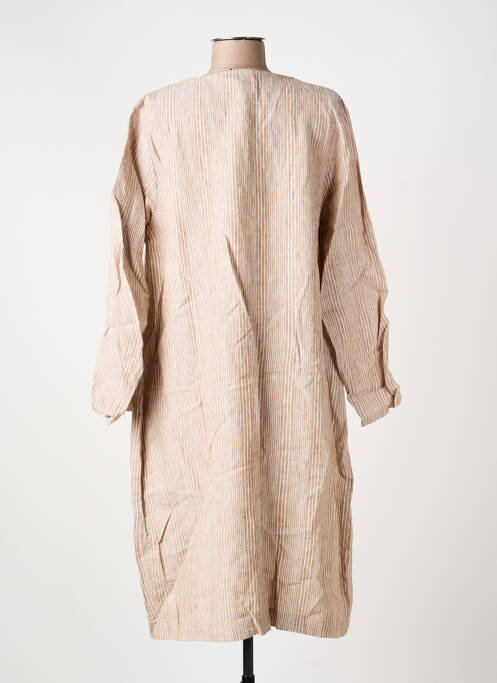Robe mi-longue manches longues manches longues beige KOKOMARINA femme