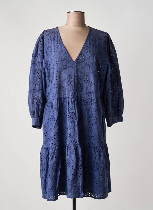 Robe mi-longue manches 3/4 manches 3/4 bleu LA FEE MARABOUTEE femme