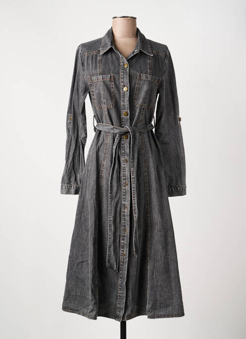 Robe mi-longue manches longues manches longues gris ORFEO femme