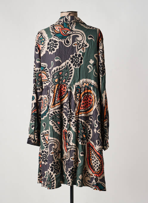 Robe mi-longue imprimé fantaisie manches longues vert LOLA ESPELETA femme