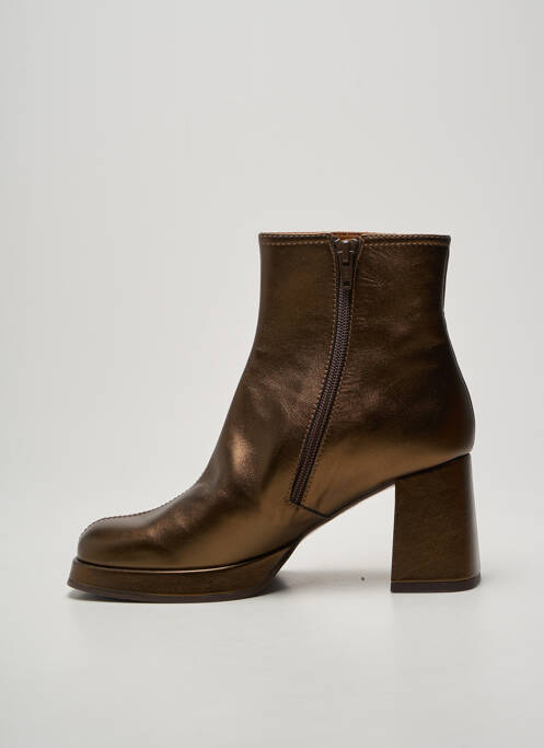 Bottines/boots tissage satiné talon de 7 à 9cm marron CHIE MIHARA femme