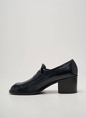 Mocassins tissage satiné talon de 4 à 6cm bleu LORENZO MASIERO femme