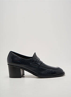 Mocassins tissage satiné talon de 4 à 6cm bleu LORENZO MASIERO femme