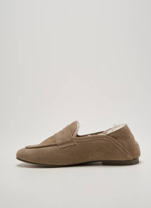 Mocassins bout rond talon plat jusqu'à 3cm beige ANONYMOUS femme