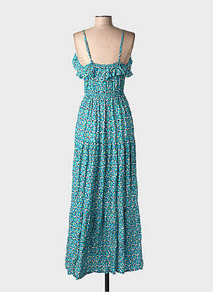 Robe longue imprimé fantaisie fines bretelles bleu C'FLO femme