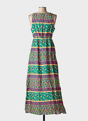 Robe longue imprimé fantaisie sans manche vert C'FLO femme