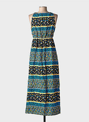 Robe longue tissage popeline sans manche bleu C'FLO femme