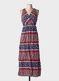 Robe longue imprimé fantaisie sans manche rouge C'FLO femme