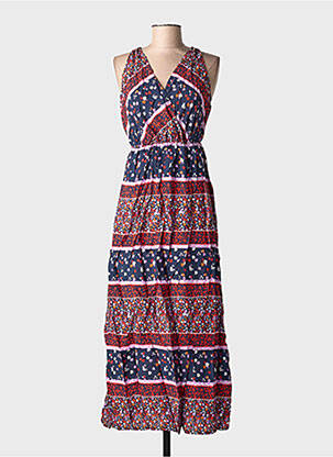 Robe longue imprimé fantaisie sans manche rouge C'FLO femme