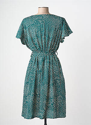 Robe mi-longue manches courtes manches courtes vert C'FLO femme