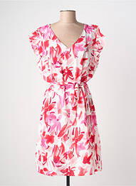 Robe mi-longue imprimé fantaisie manches courtes rose NOUGAT femme
