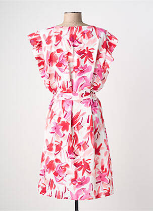 Robe mi-longue imprimé fantaisie manches courtes rose NOUGAT femme