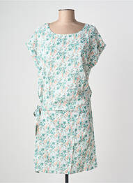 Robe mi-longue imprimé fantaisie manches courtes blanc VIC VIA femme
