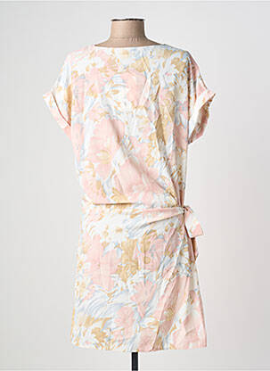 Robe mi-longue imprimé fantaisie manches courtes blanc VIC VIA femme