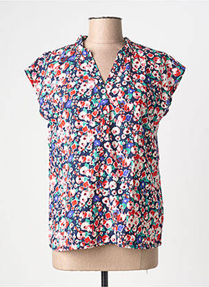 Top imprimé fantaisie manches courtes bleu BY ONE femme