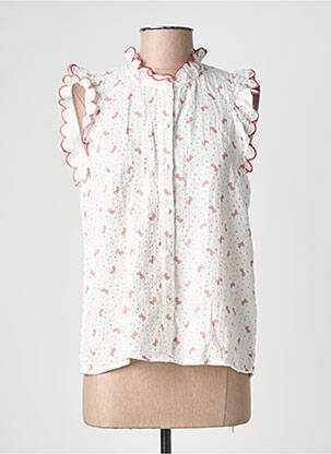 Chemisier manches courtes manches courtes blanc KILKY femme