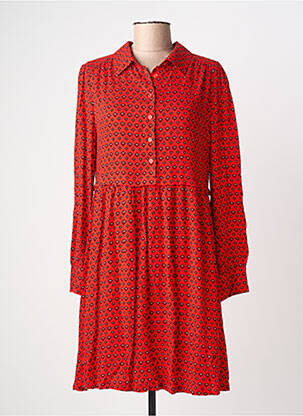 Robe courte coupe évasée manches longues rouge GRACE & MILA femme