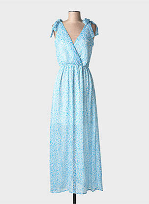 Robe longue manches longues manches longues bleu BY ONE femme
