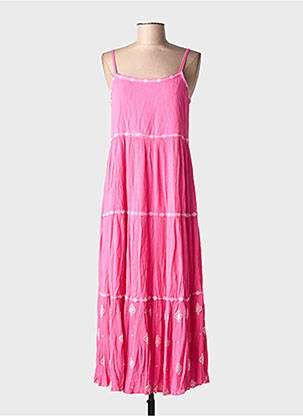 Robe longue imprimé fantaisie fines bretelles rose LILI & LALA femme