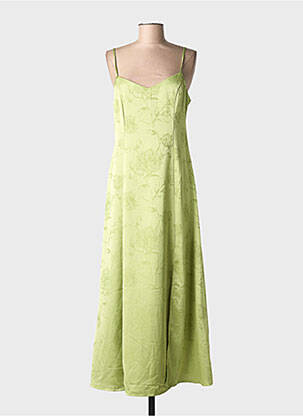 Robe longue imprimé fantaisie fines bretelles vert MARAISLISE femme