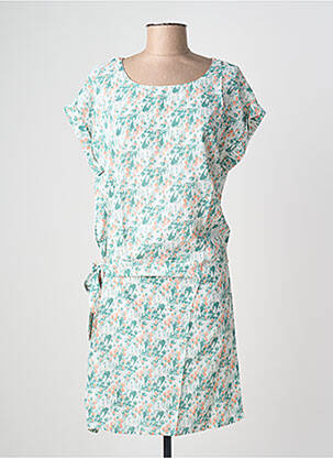 Robe mi-longue imprimé fantaisie manches courtes blanc VIC VIA femme