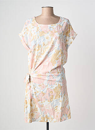 Robe mi-longue imprimé fantaisie manches courtes blanc VIC VIA femme