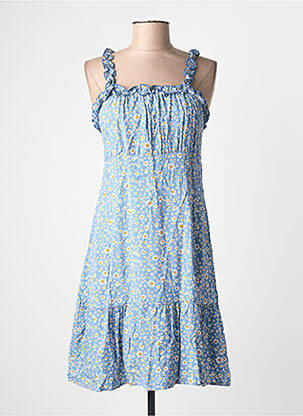 Robe mi-longue imprimé fleurs sans manche bleu C'FLO femme