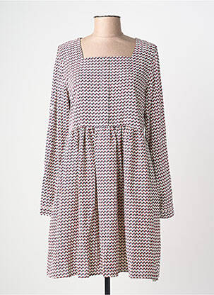 Robe mi-longue imprimé fantaisie manches longues rose VIC VIA femme