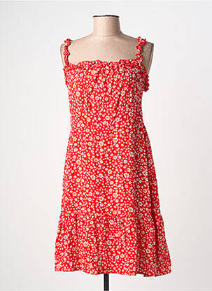 Robe mi-longue imprimé fleurs sans manche rouge C'FLO femme