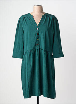 Robe mi-longue manches 3/4 manches 3/4 vert GRACE & MILA femme