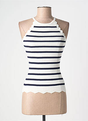 Top coupe cintrée sans manche blanc VAN DER ROCK femme