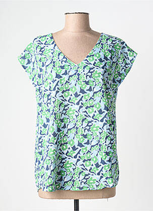 Top imprimé fantaisie manches courtes vert BY ONE femme