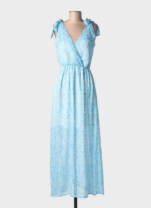 Robe longue manches longues manches longues bleu BY ONE femme