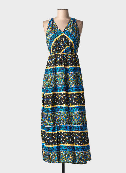 Robe longue imprimé fantaisie sans manche bleu C'FLO femme